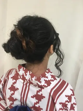 ロング カラー ヘアアレンジ きむえり/髪質改善 /うねり広がり改善のヘアスタイル