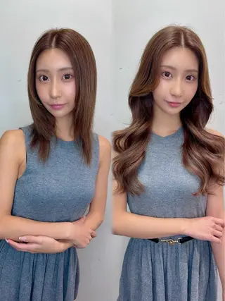 ロング カラー ヘアアレンジ vizz by el yts 北谷エクステのヘアスタイル