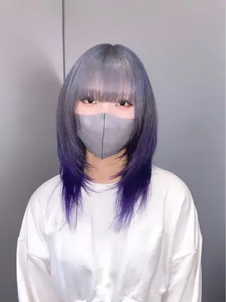 セミロング カラー ヘアアレンジ 💎韓国レイヤー ×エクステゆうま💎のヘアスタイル