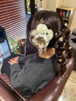 セミロング ヘアアレンジ 國分 伸也のヘアスタイル