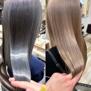セミロング カラー 🌈派手髪ハイトーン 🌈鈴木亮太🌈のヘアスタイル