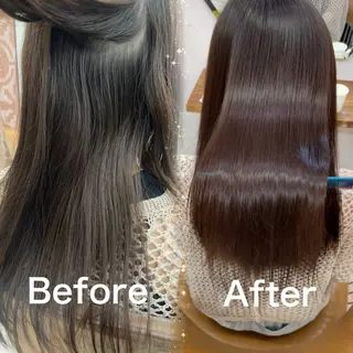 セミロング カラー ブリーチなし 透明感カラー/艶髪のヘアスタイル