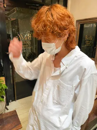 パーマ メンズ 抜きっぱなしブロンド /ハイトーン/カナタのヘアスタイル