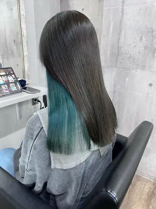 ミディアム サニーサイド大名 ダブルカラー髪質改善のヘアスタイル