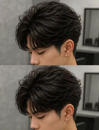 ミディアム パーマ ヘアアレンジ メンズ 🔥ニュアンス フェザー小林海斗🔥のヘアスタイル