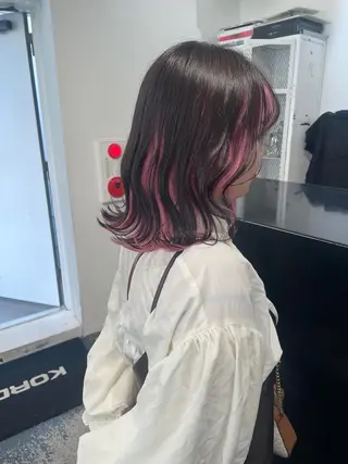ミディアム カラー パーマ ヘアアレンジ メンズ キッズ ネイル マツエク・マツパ アイブロウ 艶ハイトーン/ヘア アレンジAYAKAのヘアスタイル
