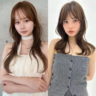 セミロング カラー green 表参道のヘアスタイル