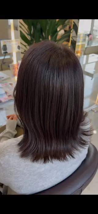 ミディアム 透明感|ストレート| クロスパーマ|はるかのヘアスタイル