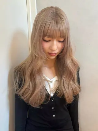 セミロング カラー ヘアアレンジ 縮毛矯正履歴からの ブリーチ /mamiのヘアスタイル