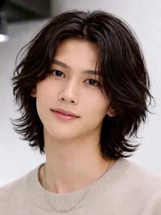 ミディアム パーマ メンズ センターパート職人 柏/メンズ/ ハルキのヘアスタイル