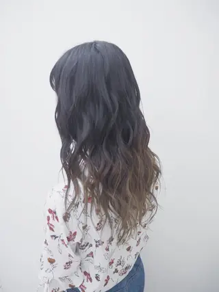 セミロング カラー パーマ 永岡 鉄平のヘアスタイル