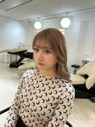 セミロング カラー KOGA／ パーマモデル募集のヘアスタイル