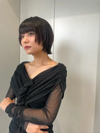 ショート 抜け感ボブ×パーマ |kazaneのヘアスタイル