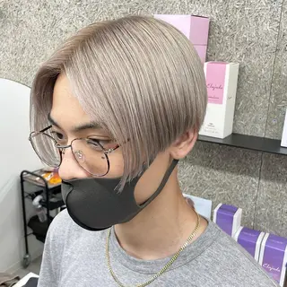 ショート カラー メンズ Lull1人美容室 バレイヤージュのヘアスタイル