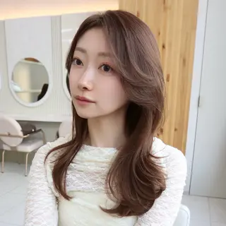 セミロング カラー 似合わせレイヤー/ 透明感カラーのヘアスタイル