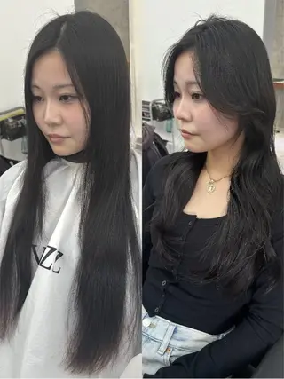 ロング カラー ヘアアレンジ vizz by el yts 北谷エクステのヘアスタイル