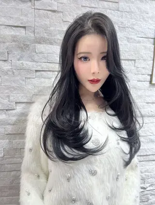 ロング カラー レイヤー/髪質改善 縮毛/ハッシュカットのヘアスタイル