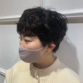 ショート パーマ ヘアアレンジ 髪質改善カラー&TR 縮毛矯正/弱酸性矯正のヘアスタイル