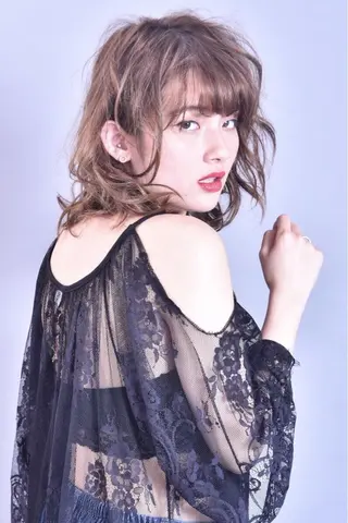 ミディアム カラー パーマ ヘアアレンジ メンズ キッズ ネイル マツエク・マツパ EnBlesS西宮 マンツーマン神道有基のヘアスタイル