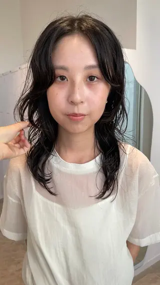 ミディアム パーマ 抜け感ボブ×パーマ ｜kazaneのヘアスタイル