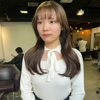 セミロング カラー 韓国ヘア/透明感 カラー🤍yukaのヘアスタイル