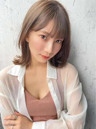 ミディアム カラー 髪質改善、縮毛矯正 店長浅野太郎のヘアスタイル