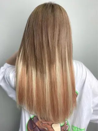 セミロング カラー ヘアアレンジ メンズ 🧡可愛い色落ち🧡 ハイトーン特化🧡のヘアスタイル