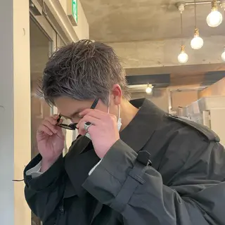 ショート カラー メンズ センターパート／マッ シュ／パーマ　あさみのヘアスタイル