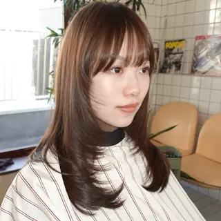 セミロング カラー パーマ momo もものヘアスタイル