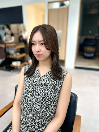 セミロング カラー パーマ ヘアアレンジ メンズ キッズ 骨格レイヤーカット 🌿美髪縮毛矯正のヘアスタイル