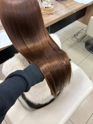 セミロング パーマ 垢抜け小顔レイヤー オリーブ/スミレのヘアスタイル