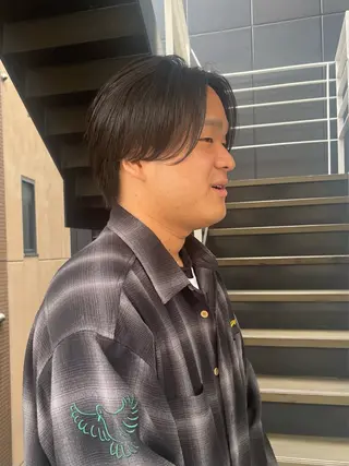 ショート パーマ メンズ 青髪特化🩵 ダブルカラーのヘアスタイル