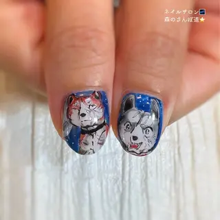 ネイル ショートネイル 森のさんぽ道のネイルデザイン