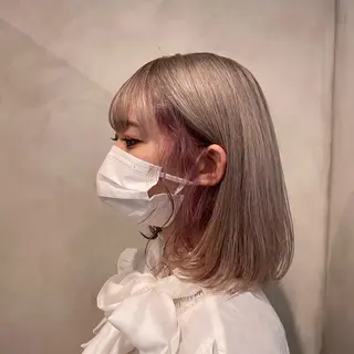 ミディアム カラー Yuki☺︎パーマ レイヤーカットのヘアスタイル