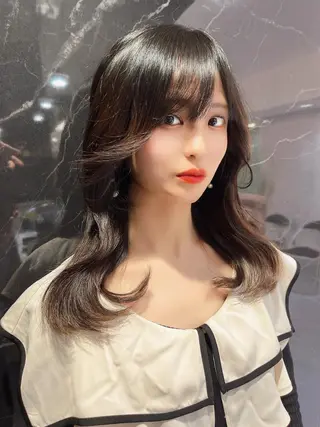 セミロング カラー ヘアアレンジ レイヤー/髪質改善 縮毛/ハッシュカットのヘアスタイル