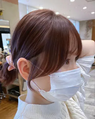 ミディアム カラー 顔まわりカット🌟 くびれヘア/寺門遥輝のヘアスタイル
