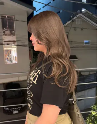 ロング カラー 透明感カラー/パーマ オレンジmiyo⭐️のヘアスタイル