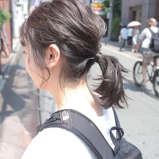 ミディアム カラー クニモトハルナ ボブ/柔らかカラーのヘアスタイル