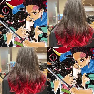 ロング カラー デザインカラー🌈 高木リョウのヘアスタイル