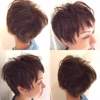 ショート カラー パーマ シールエクステ／豊中 吉田孝司のヘアスタイル