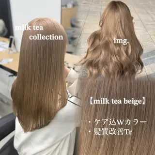 ロング カラー NAMI🤎ブラウン &ミルクティー🤍のヘアスタイル