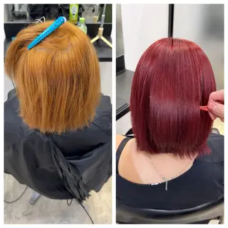 ショート け んブリーチ縮毛矯正のヘアスタイル