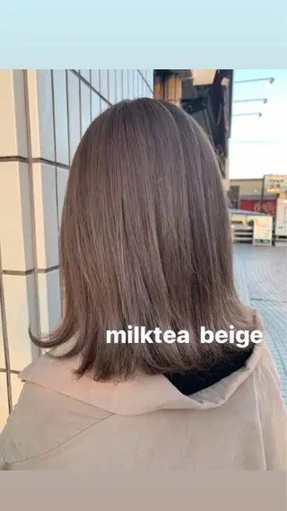 ミディアム カラー ヘアアレンジ シアーベージュニスト 🥣大石亜里紗のヘアスタイル
