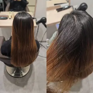 セミロング カラー 縮毛矯正をしている人 のためのカラーのヘアスタイル