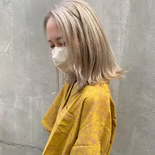 ミディアム カラー ブリーチなしベージュ カラー✨Takeのヘアスタイル