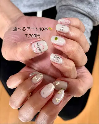 ネイル tsumeya ゆるかわ手描きネイルのネイルデザイン