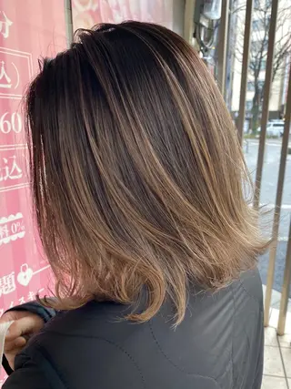 ミディアム カラー ヘアアレンジ 【艶髪×韓国風】 毛流れ職人 RYOのヘアスタイル