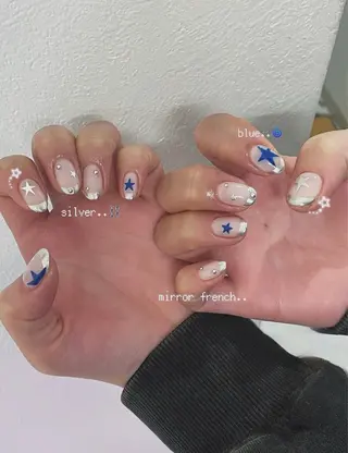 メンズ ネイル MINAMI໒꒱ Y2K、韓国ガーリーのネイルデザイン