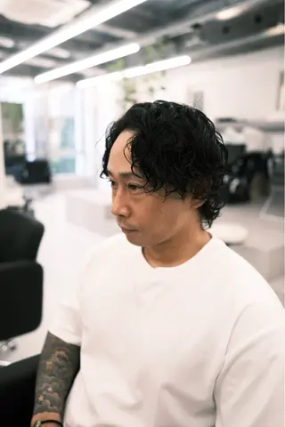ミディアム パーマ メンズ メンズショート /梶本秀亮のヘアスタイル