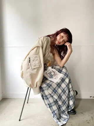 ロング カラー パーマ ヘアアレンジ 神田 凜音のヘアスタイル